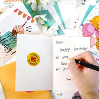 Thẻ sinh nhật in sẵn có không gian để nhắn tin cá nhân Gói thẻ sinh nhật có phong bì 24 chiếc Thiệp sinh nhật vui vẻ Các loại có phong bì cho trẻ em ở Đông Nam