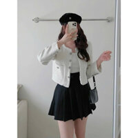 THE SUN - áo khoác dạ 2 lớp cúc đá ( hình chụp thật )