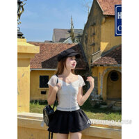 THE SUN - Áo ren nữ hoạ tiết hoa nổi ( hình chụp thật )