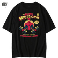 Thể Thao Mỹ Người Nhện Tập Gym Phòng Tập Gym Sắt Áo Thun Tay Ngắn Rời Size Lớn Top Dành Cho Nam Và Nữ