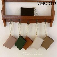 Thẻ VMCRTD, Dây đeo cổ tay ngọc trai họa tiết Lichee Ví nữ, Khe cắm nhiều thẻ bằng da PU di động Ví đựng tiền xu màu trơn