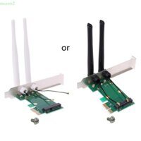 Thẻ Wifi không dây moom2 Mini PCI-E sang PCI-E 1X Bộ chuyển đổi máy tính để bàn + 2 ăng-ten