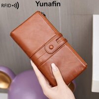 Thẻ YUNAFIN, Hộp đựng thẻ RFID du lịch dung tích lớn, Thẻ tín dụng dây kéo bằng da di động Unisex