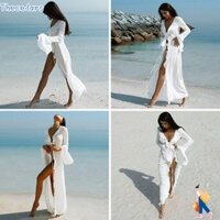 Thecedars0709 Đi Biển Mùa Hè Che, Váy Đi Biển Cổ Chữ V Rời, Bộ Đồ Tắm Kỳ Nghỉ Thời Trang Bikini Chống Nắng Smock Cho Nữ