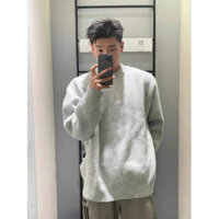 thelei.donam áo đôi len cổ tròn unisex mỏng dài tay basic form rộng mềm bo chun