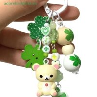 Thêm 1 Người Yêu May Mắn Khóa Chìa Khóa Di Động Mặt Dây Chuyền Rilakkuma Bốn Lá Cỏ Ba Lá Series Móc Khóa Túi Trang Trí Quà Tặng Sinh Nhật BSS