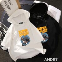 thêm size đại từ S đến 4XL AHD87 Áo thun teen nam nữ HOODIE TAY LỠ CÓ NÓN hình super chicken dinner