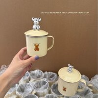 Thép 316 Gấu Bạo Lực Phong Cách Cổ Điển Cốc Có Nắp Cốc Văn Phòng Hộ Gia Đình Trẻ Em Cốc Nước Có Tay Cầm