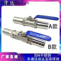 Thép không gỉ 304 Hai Đầu Chùa Van Bi Hai Đầu Ống Kết Nối Da Đường Kính Nhỏ Ống Da Thoát Nước Công Tắc V