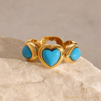 Thép không gỉ tình yêu Nhẫn ngọc lam ringsins Nhẫn thép Titan