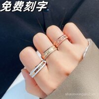 [Thép Titan Không Phai Màu] Nhẫn Rộng Màu Vàng Hồng Tương Phản Gốm Kết Hợp Màu Sắc Nhẫn Cặp Đôi