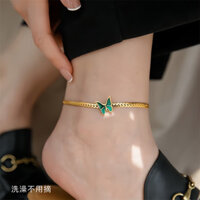 [Thép Titan Không Phai Màu] Bướm Bay Gradient Xanh Retro Dày Dây Xích Niche Cuba Bạn Gái Vòng Chân20250224