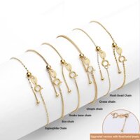 Thép Titan Mạ Vàng 18K Vòng Tay Đa Năng Nữ Thời Trang Phù Hợp Với Passepartout Loại Pin Ren Hạt Có Thể Điều Chỉnh Đa Năng Dây Xích Dây Hạt Lỗ Nhỏ