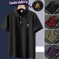 Thêu Áo Sơ Mi Polo Nam Oversize Plian Polo Áo Nam Cổ Áo Polo Áo Sơ Mi Cho Người Đàn Ông Cổ Điển Áo Sơ Mi Polo 4 Màu Tay Ngắn Polo M-4XL