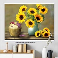 [THÊU KÍN]tranh thêu chữ thập hoa hướng dương N008(100x85)cm