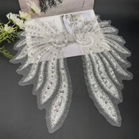 Thêu máy thủ công nặng bằng lưới, sequin, ngọc trai, trang trí cổ áo váy cưới DIY, váy vá hoa