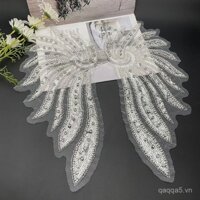 Thêu máy thủ công nặng bằng lưới, sequin, ngọc trai, trang trí cổ áo váy cưới DIY, váy vá hoa