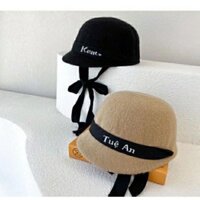 [Thêu tên] Mũ sợi len lông thỏ thêu tên theo yêu cầu cho bé