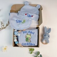 (THÊU TÊN) Set quà đầy tháng cho bé trai, quà đầy tháng cho bé gái, body suit cho bé sơ sinh, quần áo cho bé sơ sinh