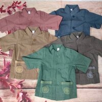 (THÊU TÚI bộ gia đình) Bộ quần áo Phật tử, đồ lam đi chùa mẫu bé trai vải Kate