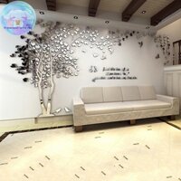 Thewoodfameing DIY Cây Lớn Miếng Dán Giấy Dán Tường Gương Acrylic Dán Tường Cho Phòng Khách EN