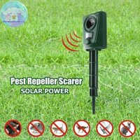Thewoodfameing Siêu Âm Năng Lượng Mặt Trời Mèo Chó Đuổi Cáo Sâu Hại Scarerrent Repeller Vườn EN
