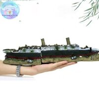 Thewoodfameing Trang trí bể cá Chìm Mô hình Titanic Tàu đắm Đồ trang trí Nhựa tự nhiên Trang trí bể cá Lâu đài Trang trí bể cá Trang trí EN