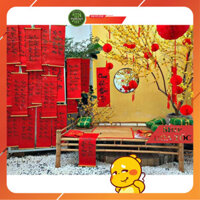 thi công trang trí tiểu cảnh Tết 2025Mành tre trang trí tết cổ điển và mộc mạc. Phông nền mành tre trúc chụp hình tết