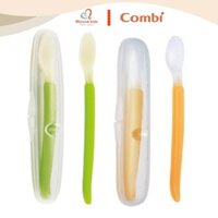 Thìa ăn dặm silicon cho bé COMBI, muỗng ăn dặm silicone chịu nhiệt cao cấp - Monnie Kids