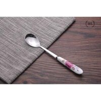 Thìa cafe - NĩaRĩa size Bé  THÌA NĨA INOX CÁN SỨ - Thìa Hoa