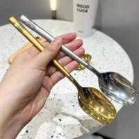 THÌA INOX 304 MẠ VÀNG, BẠC CÁN DÀI ĂN PHỞ SÚP VÀ ĂN CƠM TIỆN LỢI - HÀNG ĐẸP LOẠI 1