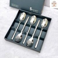 Thìa, muỗng, dĩa inox 304 cao cấp ( Set nhỏ ) mẫu da rắn – bền đẹp, bộ dụng cụ ăn hoa quả, đồ tráng miệng chính hãng Golden Crown