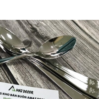 Thìa muỗng inox 304 ăn cơm phở súp cán dài nhỏ logo hoa sen sáng bóng an toàn cho sức khỏe