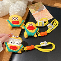 Thích hợp cho Apple AirPods 1 / 2 Pro 3 Pro2 4 Vỏ bảo vệ tai nghe Chú hề màu vàng. Vỏ bảo vệ silicon + Dây đeo tay