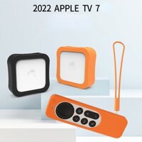Thích hợp cho Apple TV 2022 Set Top Box Vỏ bảo vệ Thích hợp cho Apple TV7 Vỏ bảo vệ điều khiển từ xa Bộ vỏ silicon Vỏ chống sốc chống trượt