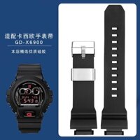 Thích hợp cho dây đeo đồng hồ silicon Casio GD-X6900-1 G-SHOCK Cao su ba mắt lớn Giao diện chuyên dụng màu đen