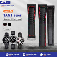 Thích hợp cho đồng hồ TAG HEUER dây da thoáng khí màu đen 22mm phù hợp cho CARRERA F1 AQUARACER