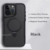 Thích hợp cho IPhone 16 15 14 13 12 PRO MAX 16 Plus Ốp lưng sang trọng bằng sợi Carbon từ tính Fulham Giá đỡ điện thoại Vỏ sạc không dây Vỏ cứng chống sốc