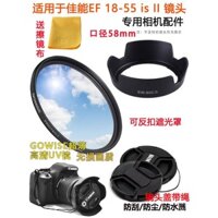 Thích hợp cho máy ảnh Canon 400D 450D 500D 1200D, nắp ống kính 18-55mm II + nắp che nắng UV