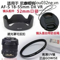 Thích hợp cho máy ảnh Nikon D3100 D3200 D5100 18-55 52mm Nắp ống kính + Phụ kiện ống kính UV