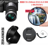 Thích hợp cho ống kính Sony E55-210mm A6000 NEX 5N 5R 6 7, nắp ống kính + loa che nắng + bộ lọc UV