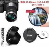 Thích hợp cho ống kính Sony E55-210mm A6000 NEX 5N 5R 6 7, nắp ống kính + loa che nắng + bộ lọc UV