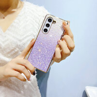 Thích hợp cho ốp lưng điện thoại lấp lánh màu gradient mạ vàng Samsung Galaxy Z Fold5 Flip5