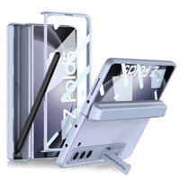 Thích hợp cho Samsung Galaxy Z Fold 6/Z Fold 5, giá đỡ bút S Pen từ tính, ốp da có bản lề, bao gồm vỏ cứng bảo vệ với phim cường lực phía trước, đi kèm bút.