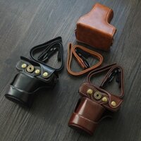 Thích hợp cho túi đựng máy ảnh không gương lật Canon M200 M100 M10, Vỏ da cổ điển, Vỏ bảo vệ vai, Túi chụp ảnh
