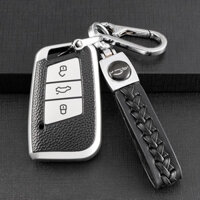 Thích hợp cho vỏ chìa khóa ô tô Volkswagen SANTANA POLO Golf SAGITAR BORA Tiguan JETTA LAVIDA Vỏ bảo vệ Cặp với móc khóa kim loại da cừu chất lượng cao