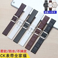 Thích hợp dùng cho đồng hồ CK K1S21102 K1S21120 Dây da thật nam nữ siêu mỏng lỗ 20m dây đồng hồ da bò