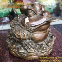 Thiềm Thừ Nâu Giả Cổ - Cóc Ngậm Tiền Bằng Đồng - Vật Phẩm Phong Thủy