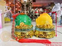 Thiềm thừ ngậm tiền, cóc 3 chân bằng bột đá để bàn thờ thần tài (tặng dây đồng xu lục đế trị giá 50K)