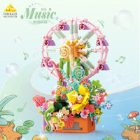 Thiên đường đầy màu sắc Hộp nhạc bánh xe đu quay Lắp ráp mô hình Đồ chơi lắp ráp khối xây dựng đồ chơi bé gái